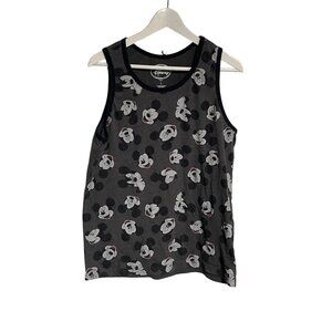 Disney Mickey Mouse Tank Top Sleeveless Large Gray & Black C-6-105-0